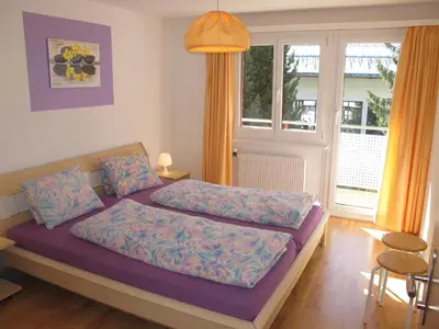 Ein Bett oder Betten in einem Zimmer der Unterkunft Aurora Appartement WEISSMIES by FeWo-PLAN SAAS232