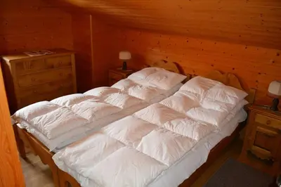 Ein Bett oder Betten in einem Zimmer der Unterkunft Magnifique chalet d'époque