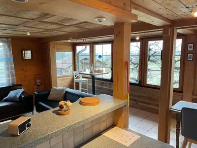 Ein Sitzbereich in der Unterkunft Edelweiss 4 Zi Ferienwohnung in Landhaus
