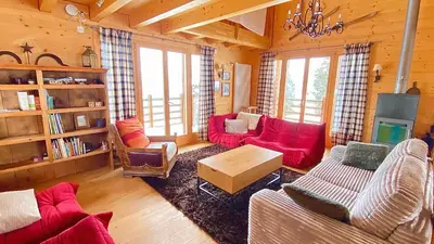 Ein Sitzbereich in der Unterkunft La Pourvoirie - 4 Vallées - Thyon-Les Collons, 10 pers, ski à 200 m, 4 parkings, vue fantastique !