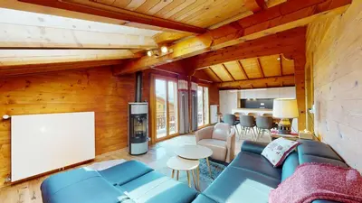 Ein Sitzbereich in der Unterkunft Apartment with spectacular view of the peaks