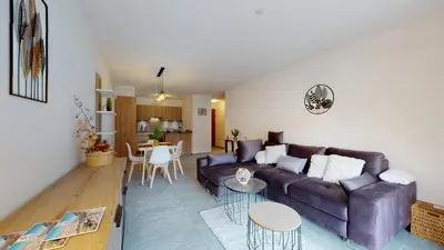 Ein Sitzbereich in der Unterkunft Apartment with sauna and mountain view