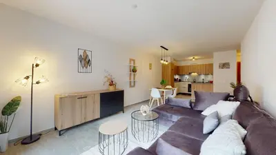 Ein Sitzbereich in der Unterkunft Apartment with sauna and mountain view