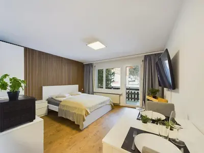 Ein Bett oder Betten in einem Zimmer der Unterkunft Panorama hideaway apartment near Zermatt with parking!