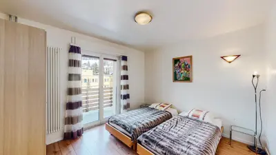 Ein Bett oder Betten in einem Zimmer der Unterkunft Matterhof