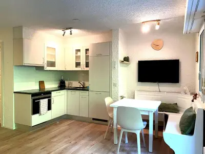 Küche/Küchenzeile in der Unterkunft Studio Les Dauphinelles by Interhome