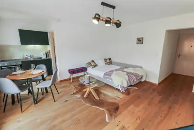 Ein Bett oder Betten in einem Zimmer der Unterkunft Studio élégant au coeur de Crans