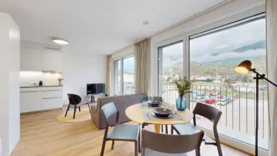 Ein allgemeiner Bergblick oder ein Berglick von der Ferienwohnung aus