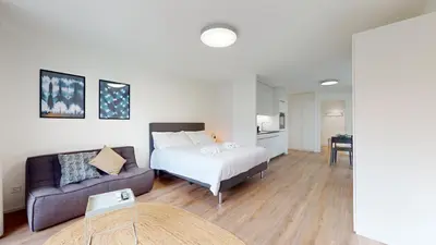 Ein Bett oder Betten in einem Zimmer der Unterkunft Bright & modern apartments in Sion