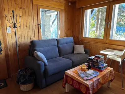 Ein Sitzbereich in der Unterkunft Chalet Edelweiss à Saint-Martin, Val d'Hérens