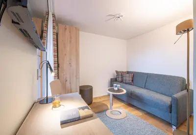 Ein Sitzbereich in der Unterkunft Panoramapark Soleil F Silbermond