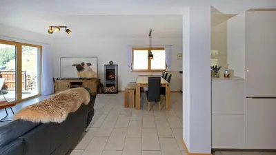 Ein Sitzbereich in der Unterkunft Chalet Michelangelo