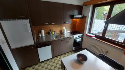 Küche/Küchenzeile in der Unterkunft Floralp #5 - gemütlich mit Aussicht