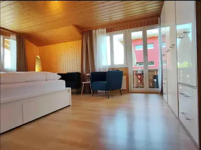 Ein Sitzbereich in der Unterkunft Swiss Apartment Thunersee