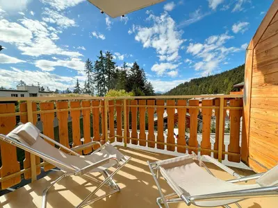 Ein Balkon oder eine Terrasse in der Unterkunft Calm studio with balcony in Crans-Montana