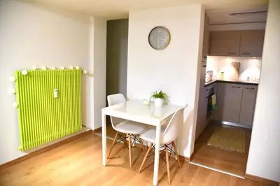Küche/Küchenzeile in der Unterkunft Anzère, appartement cozy au coeur des Alpes