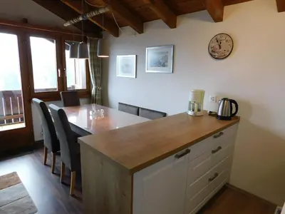 Küche/Küchenzeile in der Unterkunft Ferienwohnung Silberdistel 2. Obergeschoss