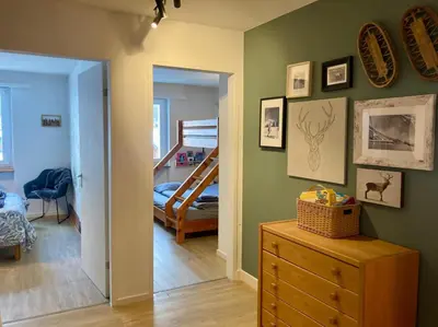 Ein Bett oder Betten in einem Zimmer der Unterkunft Best views and location in Leukerbad!
