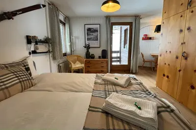 Ein Bett oder Betten in einem Zimmer der Unterkunft Charming studio, Bettmerhorn view