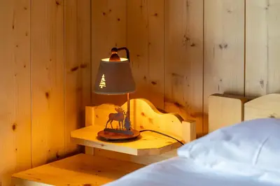 Ein Bett oder Betten in einem Zimmer der Unterkunft Chalet Vansamis, breathtakinng views & sauna