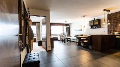 Ein Sitzbereich in der Unterkunft Apartments Riederhof, Riederalp