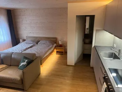 Küche/Küchenzeile in der Unterkunft Studio in Chalet Kuckuk