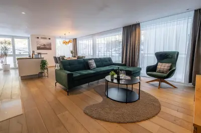 Ein Sitzbereich in der Unterkunft Matthiol Appartements