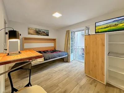 Ein Bett oder Betten in einem Zimmer der Unterkunft Studio 505 - Sion Old City - Swiss Alps