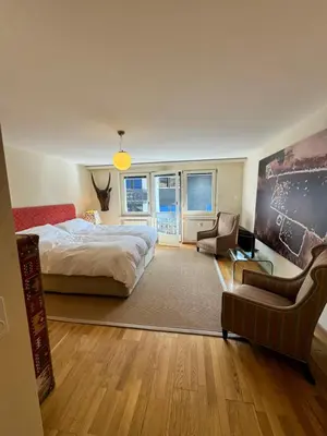 Ein Bett oder Betten in einem Zimmer der Unterkunft Turquino B - Large studio with balcony in Zermatt