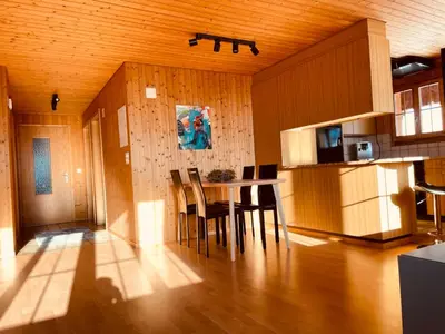 Küche/Küchenzeile in der Unterkunft Ferienwohnung im Chalet Bergruh - Hasliberg Reuti