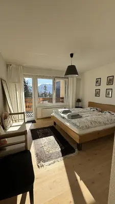 Ein Bett oder Betten in einem Zimmer der Unterkunft Appartement 4.5 pièces Crans-Montana