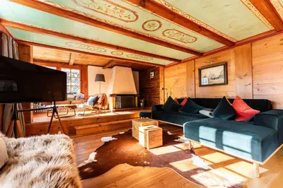 Ein Sitzbereich in der Unterkunft Chalet Ruthchen
