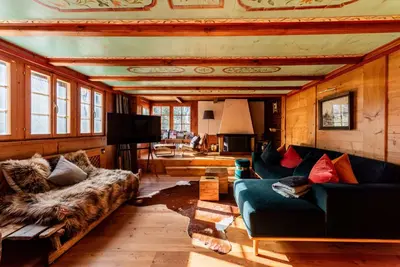 Ein Sitzbereich in der Unterkunft Chalet Ruthchen