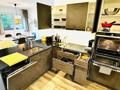 Küche/Küchenzeile in der Unterkunft Bellevue & Classy Mountain View apartment