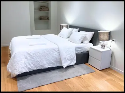 Ein Bett oder Betten in einem Zimmer der Unterkunft Visp Chic for 2
