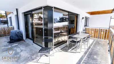 Ein Patio oder anderer Außenbereich in der Unterkunft Haus Golmenegg, Riederalp