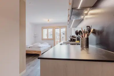 Küche/Küchenzeile in der Unterkunft Chaleureux studio rénové à Grimentz