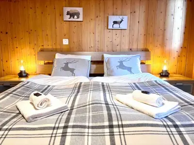 Ein Bett oder Betten in einem Zimmer der Unterkunft Appartement Cosy - Chalet Central