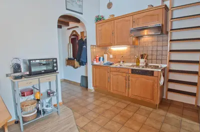 Küche/Küchenzeile in der Unterkunft Haus Bodmen A, Studio Riffelsee