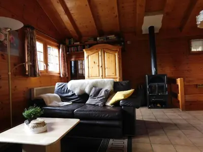 Ein Sitzbereich in der Unterkunft Chalet Schneeflöckli