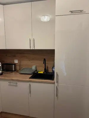 Küche/Küchenzeile in der Unterkunft Appartement avec grande terrasse Loèche les Bains