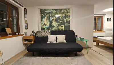 Ein Sitzbereich in der Unterkunft Ferienwohnung GreenLook - Ferien am Lungernsee