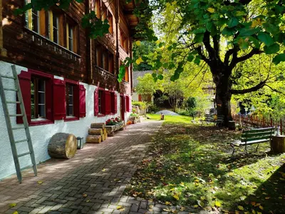 Ein Garten an der Unterkunft Sonnenhof - Wengens Original Kurhaus