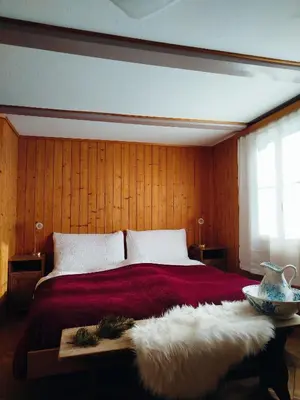 Ein Bett oder Betten in einem Zimmer der Unterkunft Sonnenhof - Wengens Original Kurhaus