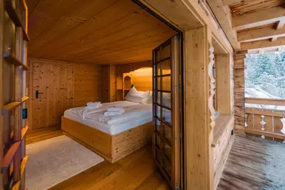 Ein Bett oder Betten in einem Zimmer der Unterkunft Chalet Caramelle