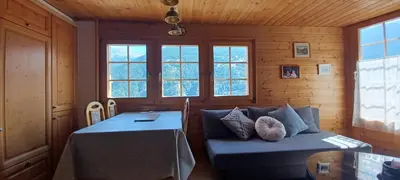 Ein Sitzbereich in der Unterkunft Chalet 3 pièces de caractère