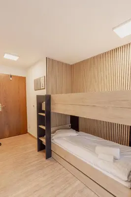 Ein Bett oder Betten in einem Zimmer der Unterkunft Charmant studio au centre de Saas-Fee