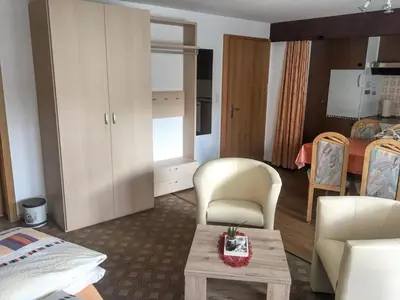 Ein Sitzbereich in der Unterkunft Ferienhaus Perle