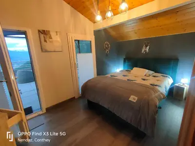 Ein Bett oder Betten in einem Zimmer der Unterkunft Alt'O Martinets 28, 1996 Basse-Nendaz