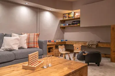 Ein Sitzbereich in der Unterkunft Chalet Edelweiss